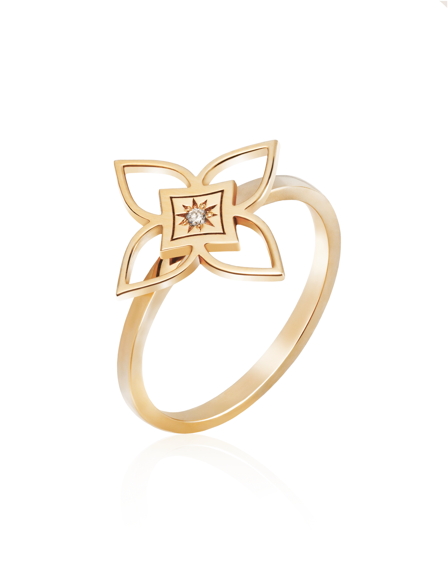Inel Heritage Bloom Medium Aur Galben cu diamant 0.01ct