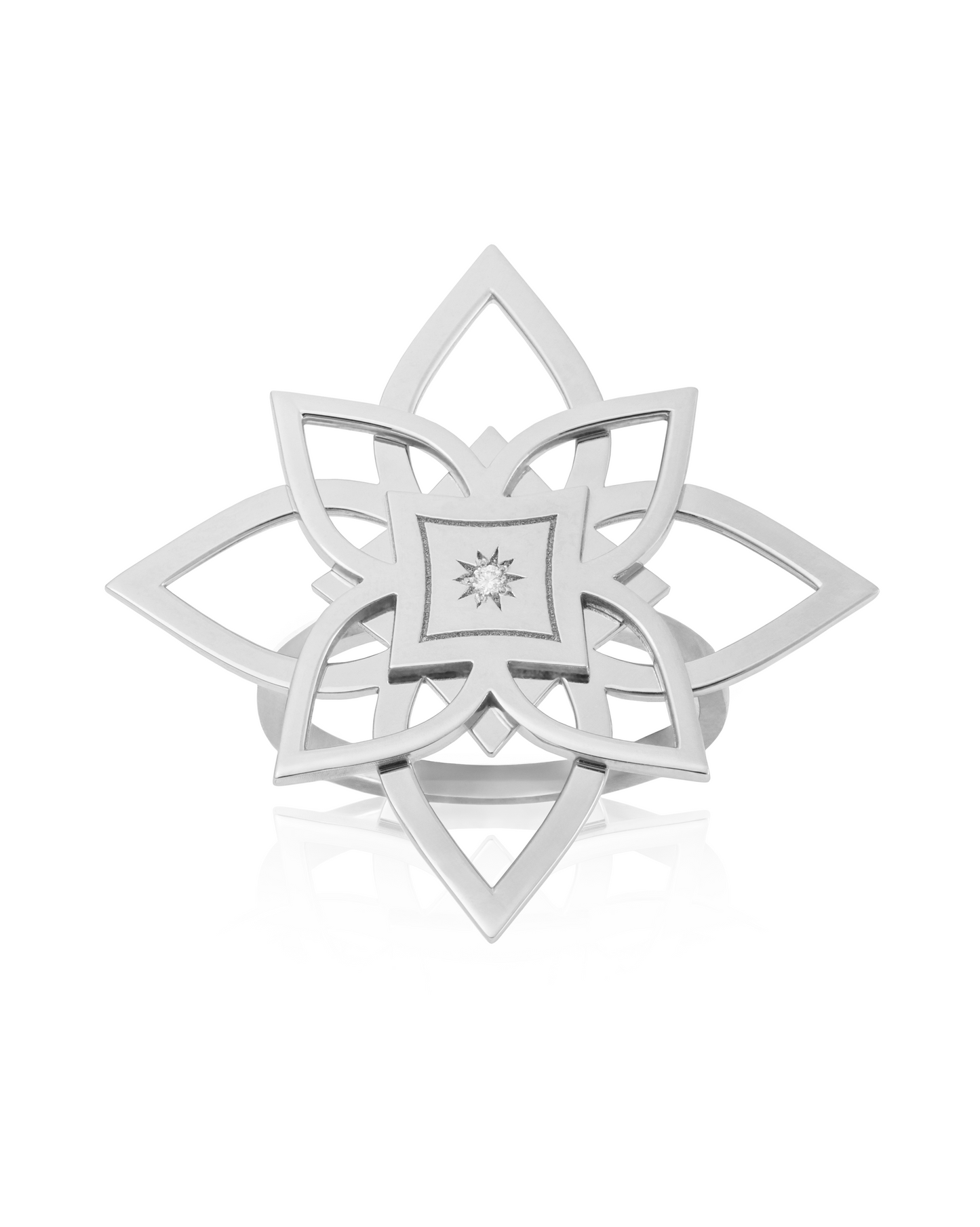 Inel Heritage Bloom Aur Alb XL cu diamant 0.01ct