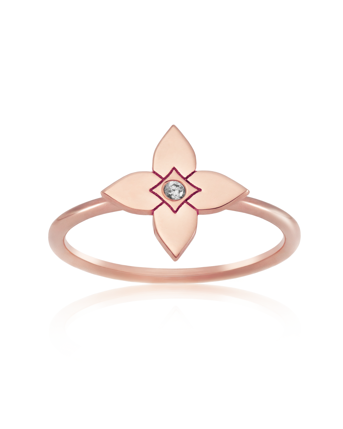 Inel Heritage Bloom Small Aur Roz cu diamant 0.01ct
