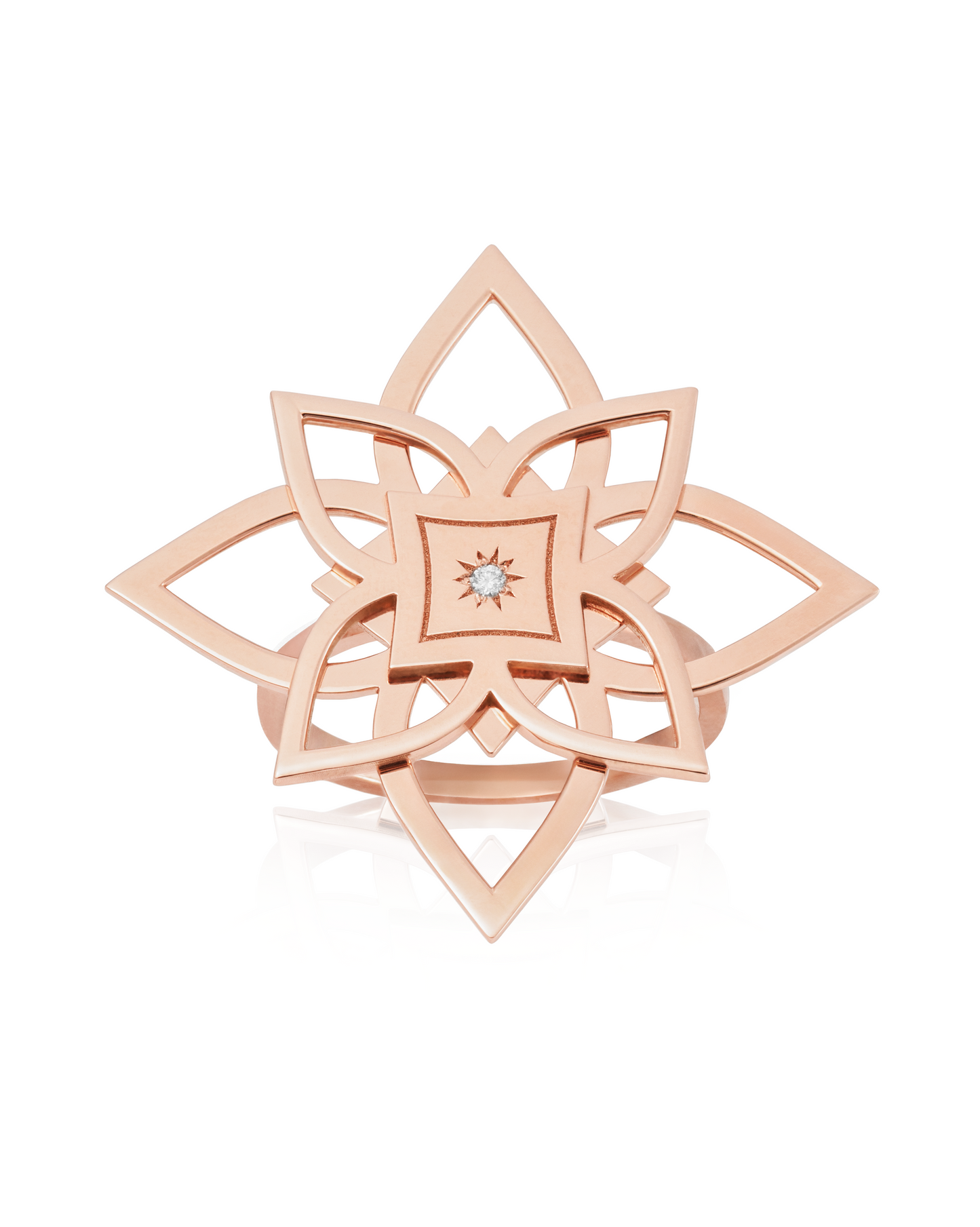 Inel Heritage Bloom Aur Roz XL cu diamant 0.01ct