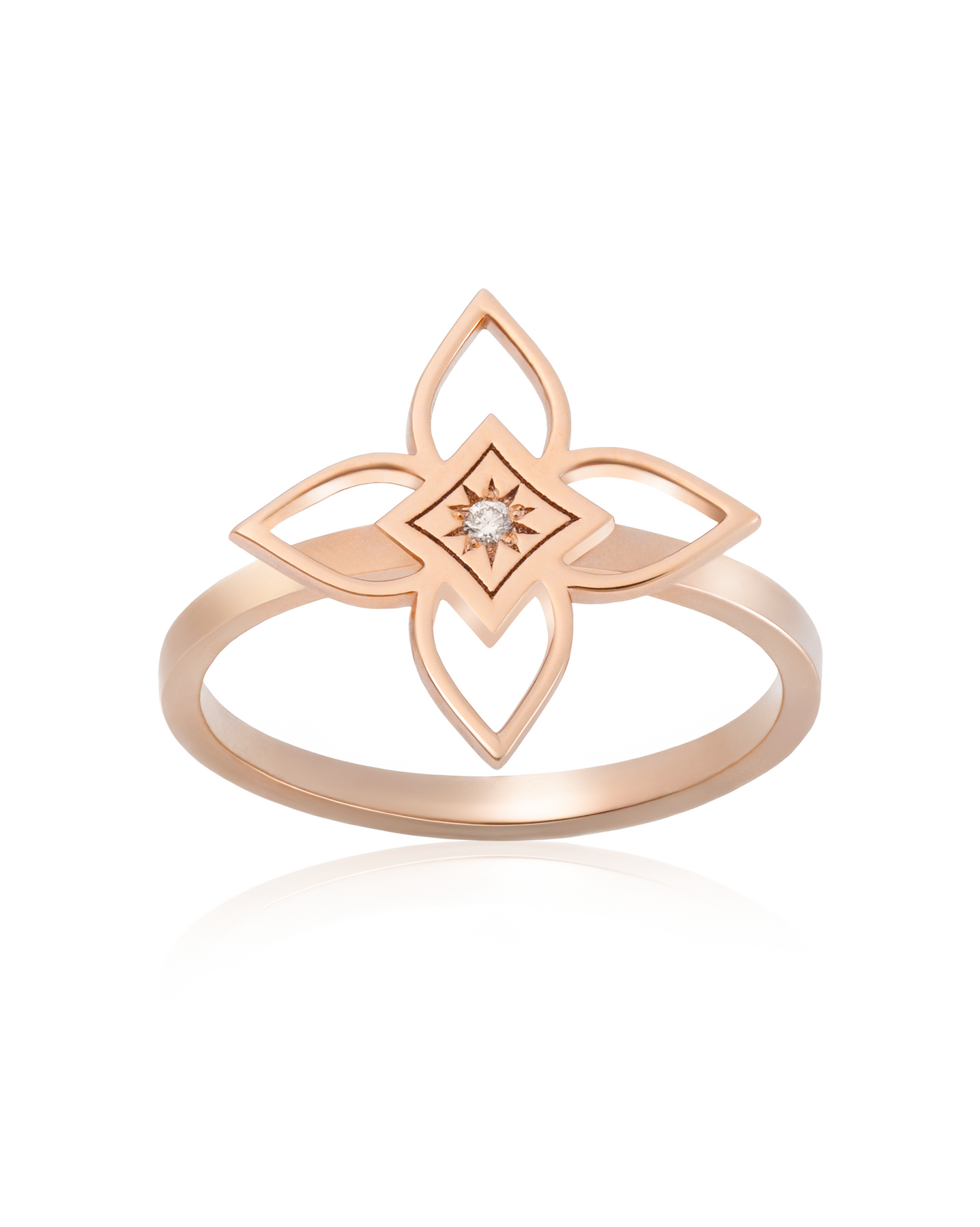 Inel Heritage Bloom Medium Aur Roz cu diamant 0.01ct