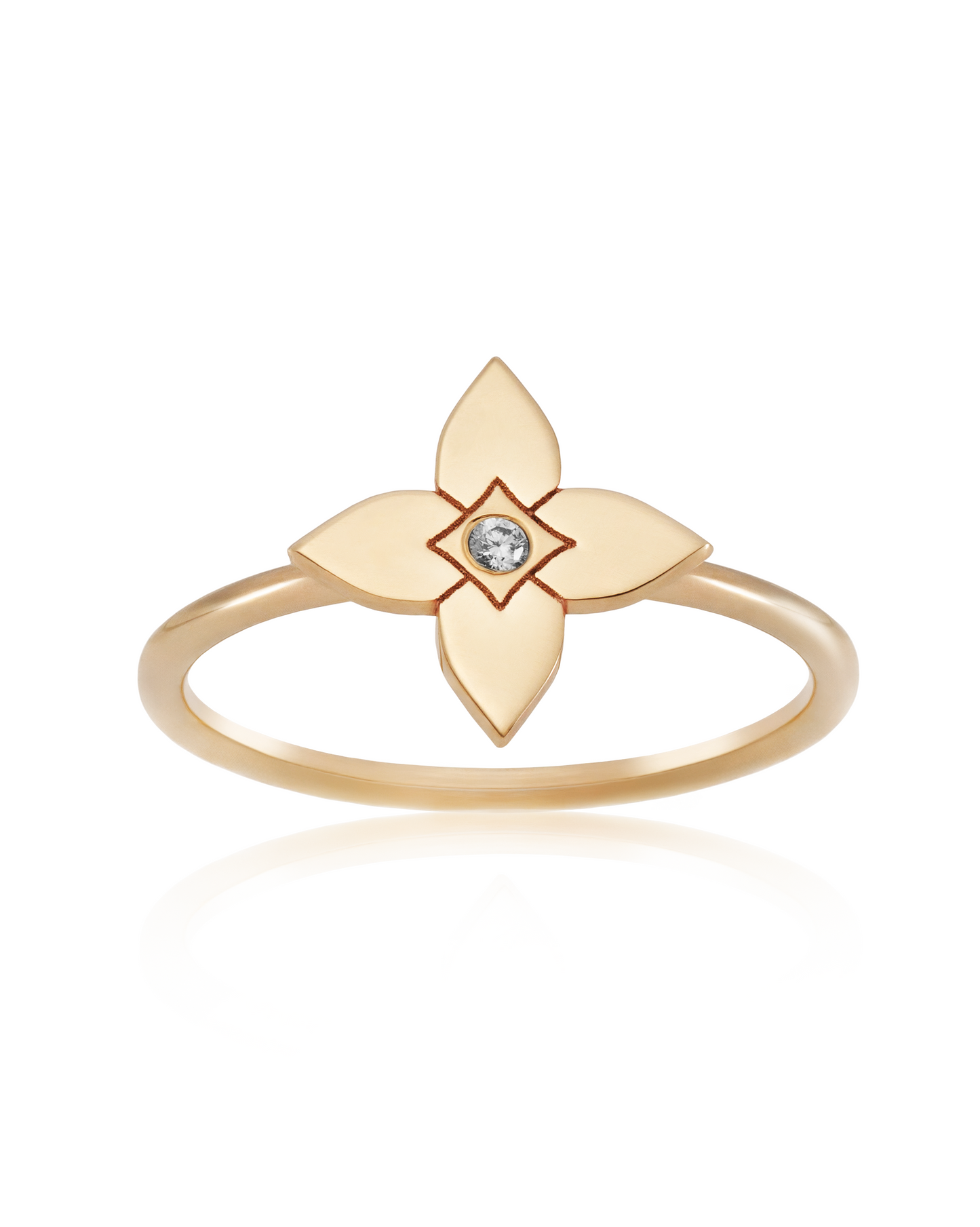 Inel Heritage Bloom Small Aur Galben cu diamant 0.01ct