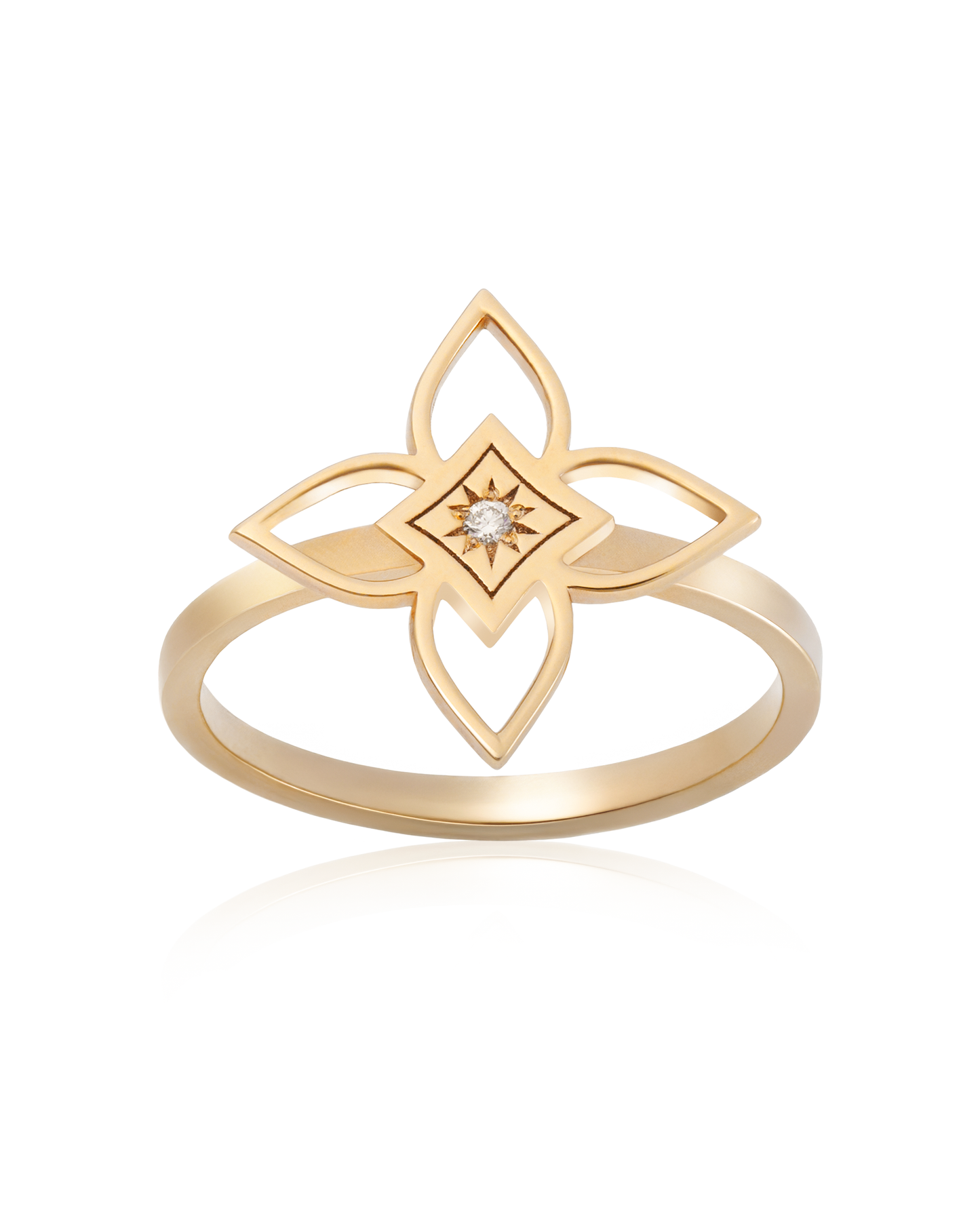 Inel Heritage Bloom Medium Aur Galben cu diamant 0.01ct