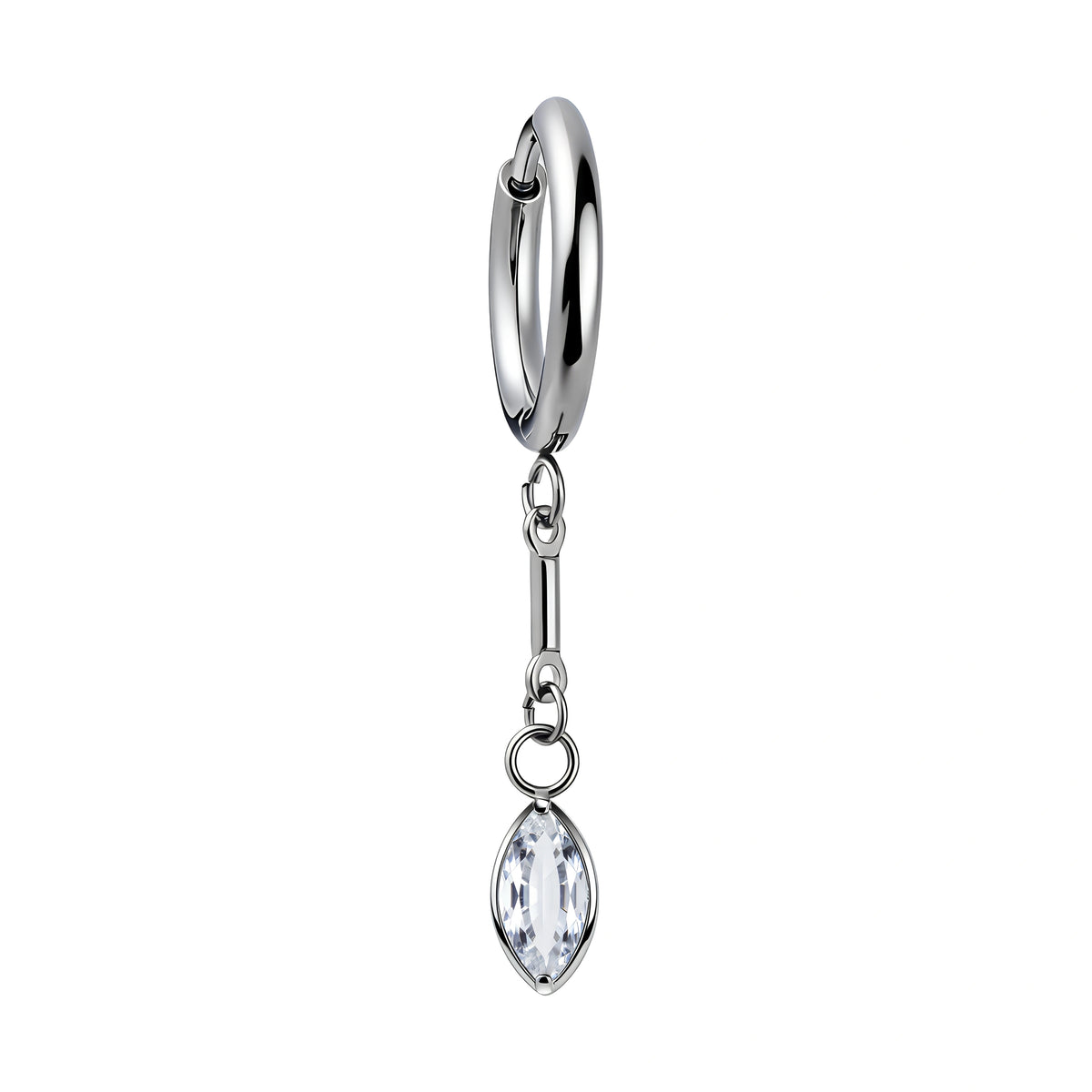 Creolă Marquise Drop · Aur Alb cu Diamant de Laborator – Realizat la Comandă