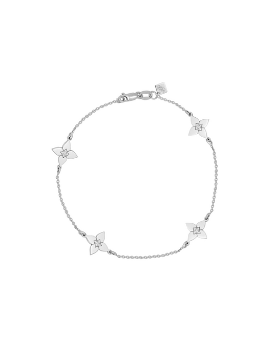 Brățară Heritage Bloom Medium Aur Alb cu diamant 0.04ct