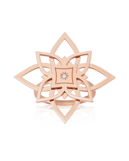 Inel Heritage Bloom Aur Roz XL cu diamant 0.01ct