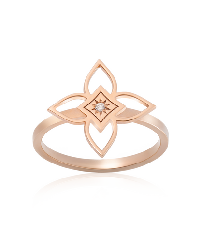 Inel Heritage Bloom Medium Aur Roz cu diamant 0.01ct