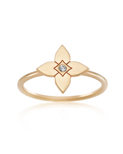 Inel Heritage Bloom Small Aur Galben cu diamant 0.01ct