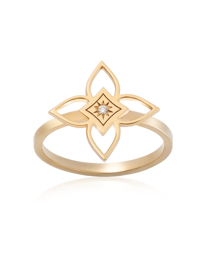 Inel Heritage Bloom Medium Aur Galben cu diamant 0.01ct