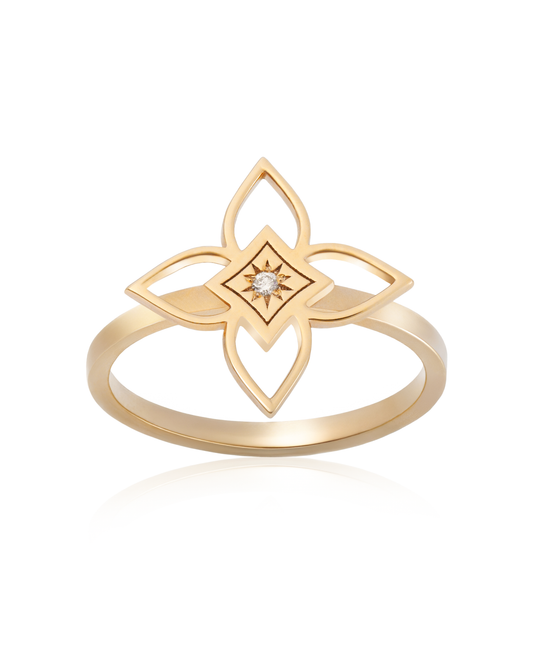 Inel Heritage Bloom Medium Aur Galben cu diamant 0.01ct