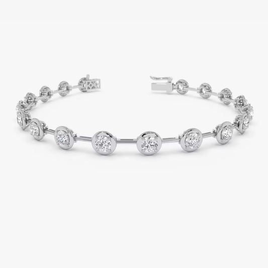 BRATARA FIXA DIN AUR ALB CU DIAMANTE