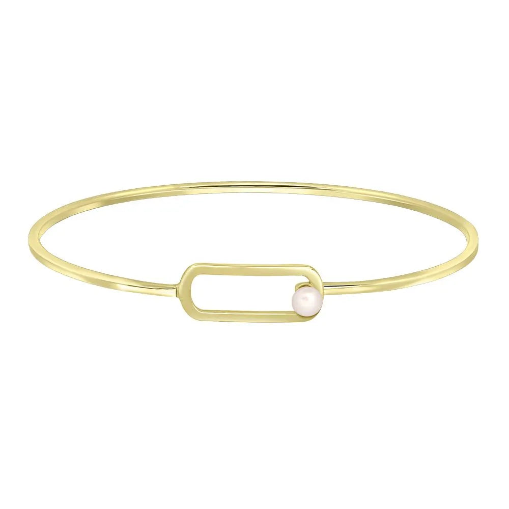 BRĂȚARĂ FIXĂ DIN AUR MINIMALISTĂ CU PERLĂ