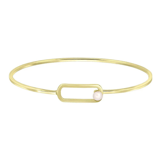 BRĂȚARĂ FIXĂ DIN AUR MINIMALISTĂ CU PERLĂ