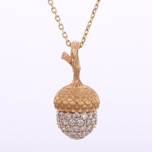 Pandantiv Gland Pavé din aur galben 18K
