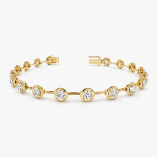 BRATARA FIXA DIN AUR GALBEN CU DIAMANTE