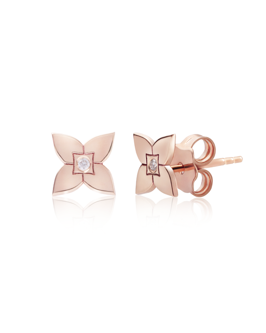 Cercei Heritage Bloom surub Aur Roz cu diamant 0.01ct