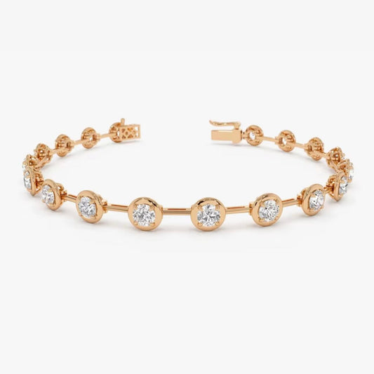 BRATARA FIXA AUR ROZ CU DIAMANTE