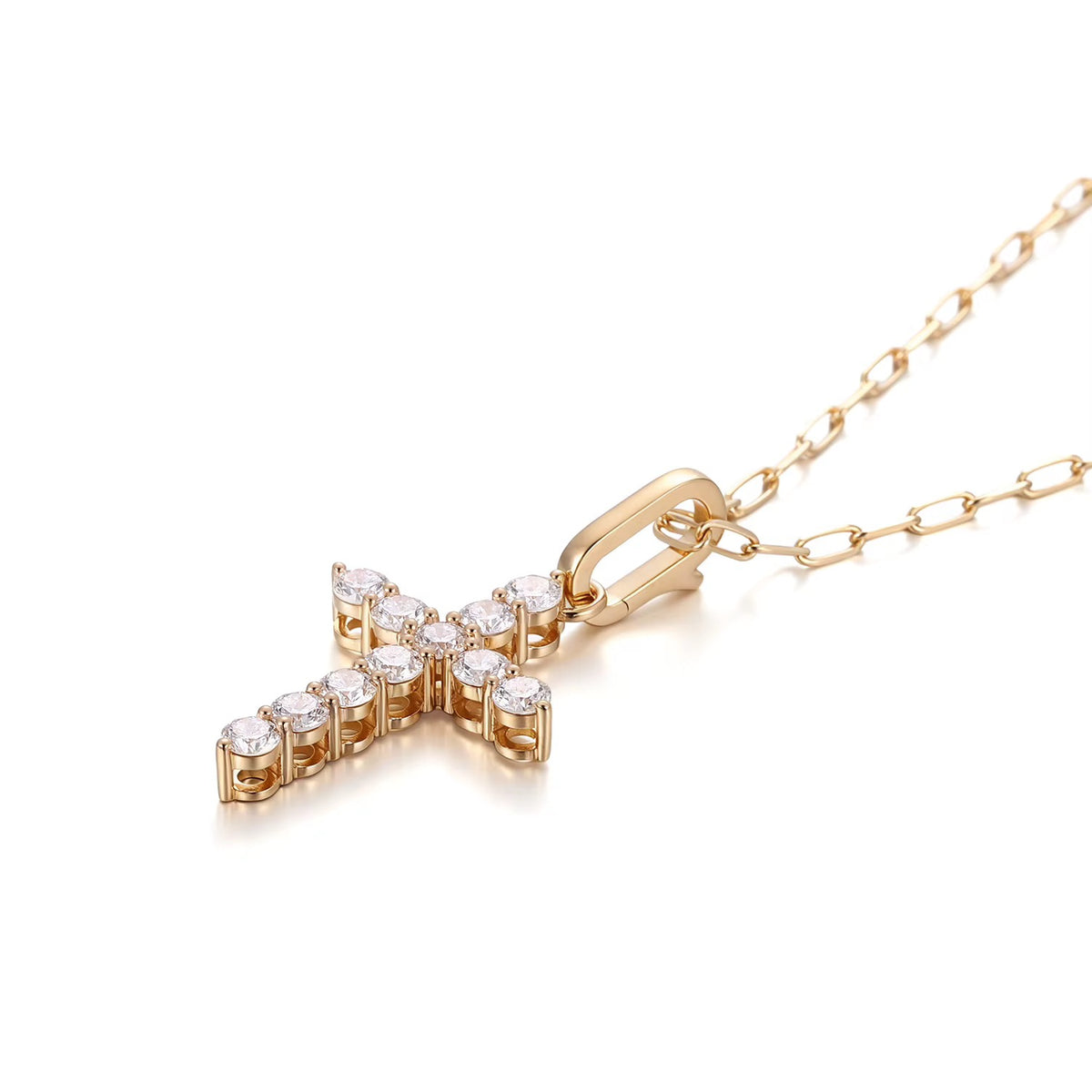 Colier Croix · Aur Galben cu Diamante de Laborator – Realizat la Comandă