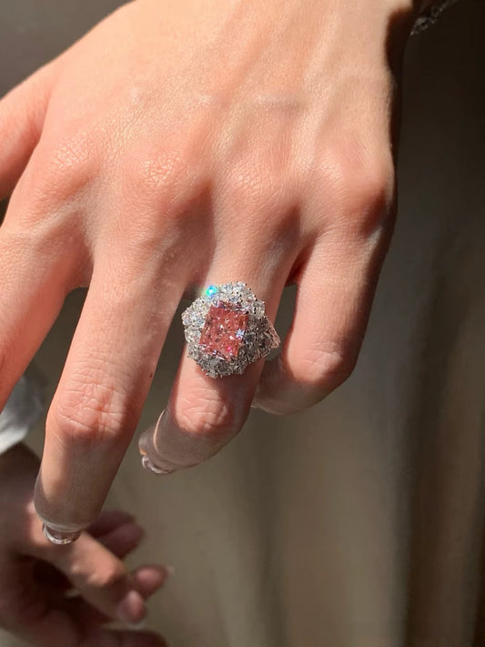Inel Rose Royale · Aur Alb cu Diamante de Laborator – Realizat la Comandă