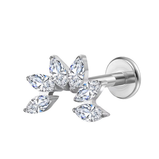 Piercing Lotus · Aur 14K cu Zirconiu – Realizat la Comandă