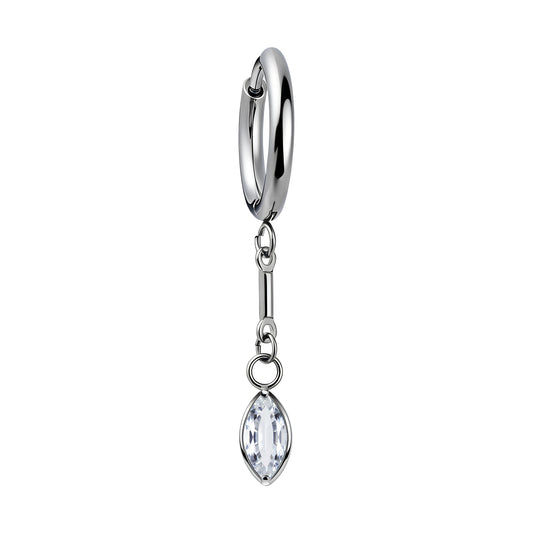 Creolă Marquise Drop · Aur Alb cu Diamant de Laborator – Realizat la Comandă