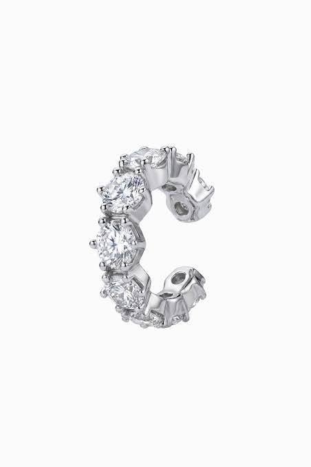 Ear Cuff Couronne · Aur Alb cu Diamante de Laborator – Realizat la Comandă
