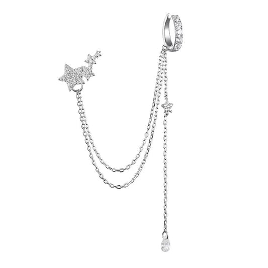 Ear Cuff Étoile · Aur Alb cu Diamante de Laborator – Realizat la Comandă