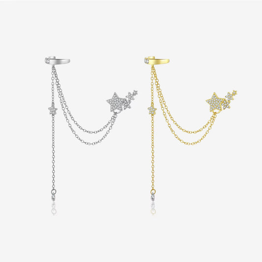 Ear Cuff Étoile · Aur Galben cu Diamante de Laborator – Realizat la Comandă