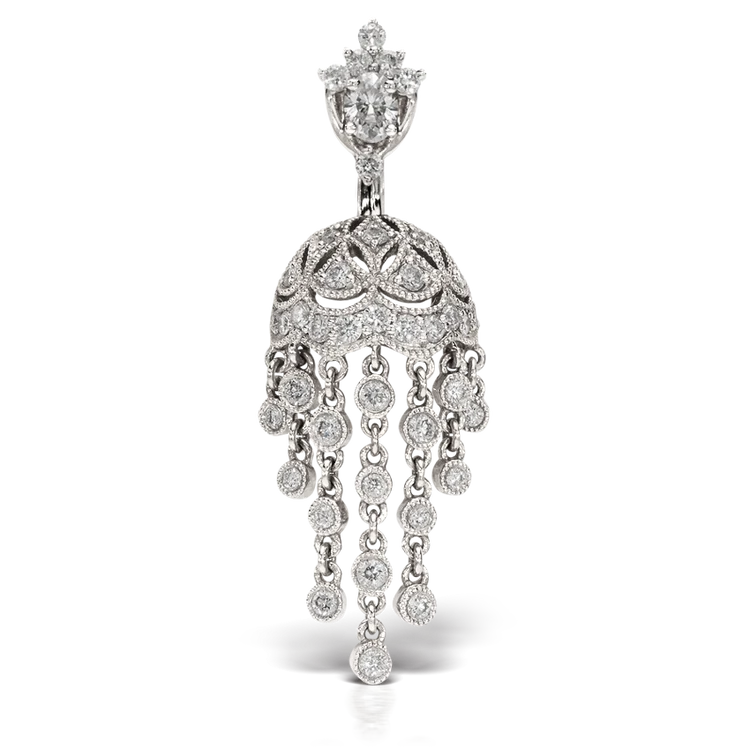 Navel Piercing Chandelier · Aur Alb cu Diamante de Laborator – Realizat la Comandă