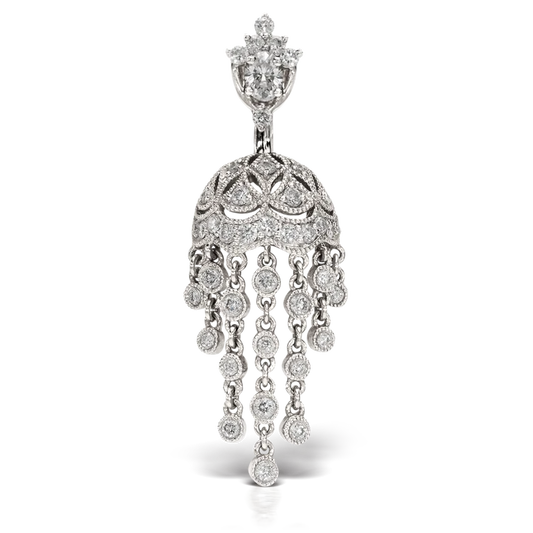 Navel Piercing Chandelier · Aur Alb cu Diamante de Laborator – Realizat la Comandă