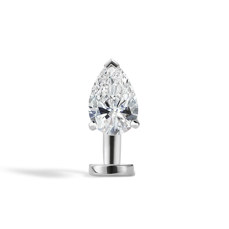 Navel Piercing Poire · Aur Alb cu Diamant de Laborator – Realizat la Comandă
