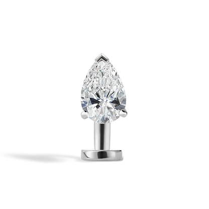 Navel Piercing Poire · Aur Alb cu Diamant de Laborator – Realizat la Comandă