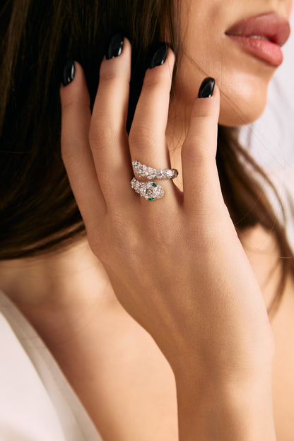 Inel aur alb 14K Viper Silver Stone